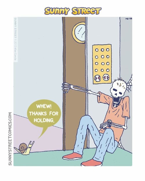 Holding elevator comic